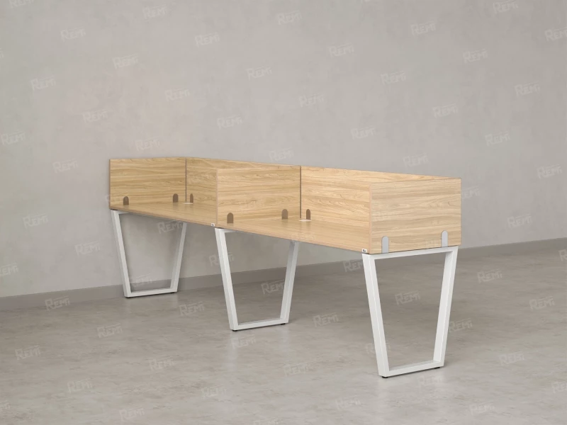 Бенч-система в 1 ряд, 2 рабочих места 5 ЛДСП экранов 3600x800x750 RM174-2-36x8 Вяз Швейцарский светлый/Белый