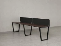 Бенч-система в 1 ряд, 2 рабочих места 2 тканевых экранов 3600x600x750 RM174-3-36x6 Дуб Апрельский шоколад/Черный