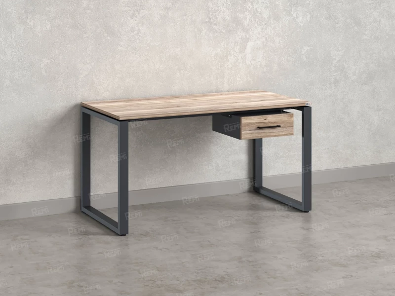 Стол прямой с подвесной тумбой, О-опора 2000x700x750 RM036-20x7 Дуб Маувелла/Серый