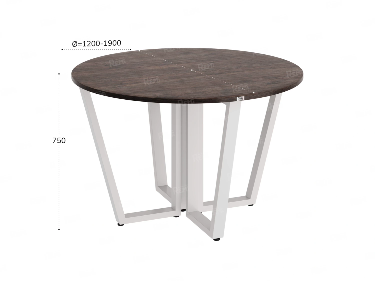 Круглый стол на U-образных опорах 1500x1500x750 RM188-15x15 Дуб Апрельский шоколад/Белый