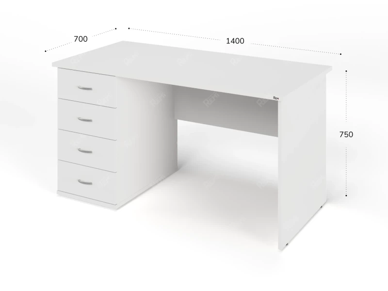 Однотумбовый стол RLG008 140x70x75 Белый, Серия ЛАЙТ | LIGHT