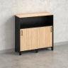 Низкий шкаф-купе, 2 полки с надстройкой 1200x420x1200 RM126-120x42 Вяз Швейцарский светлый/Черный