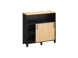 Низкий шкаф-купе, 2 полки с надстройкой 1200x420x1200 RM126-120x42 Вяз Швейцарский светлый/Черный