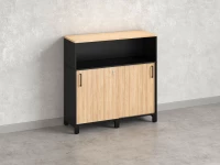 Низкий шкаф-купе, 2 полки с надстройкой 1200x420x1200 RM126-120x42 Вяз Швейцарский светлый/Черный