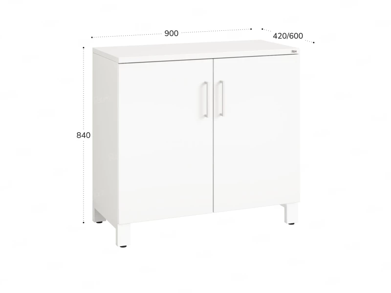Шкаф низкий распашной, 2 уровня 900x600x850 RM147-90x60 Белый/Белый