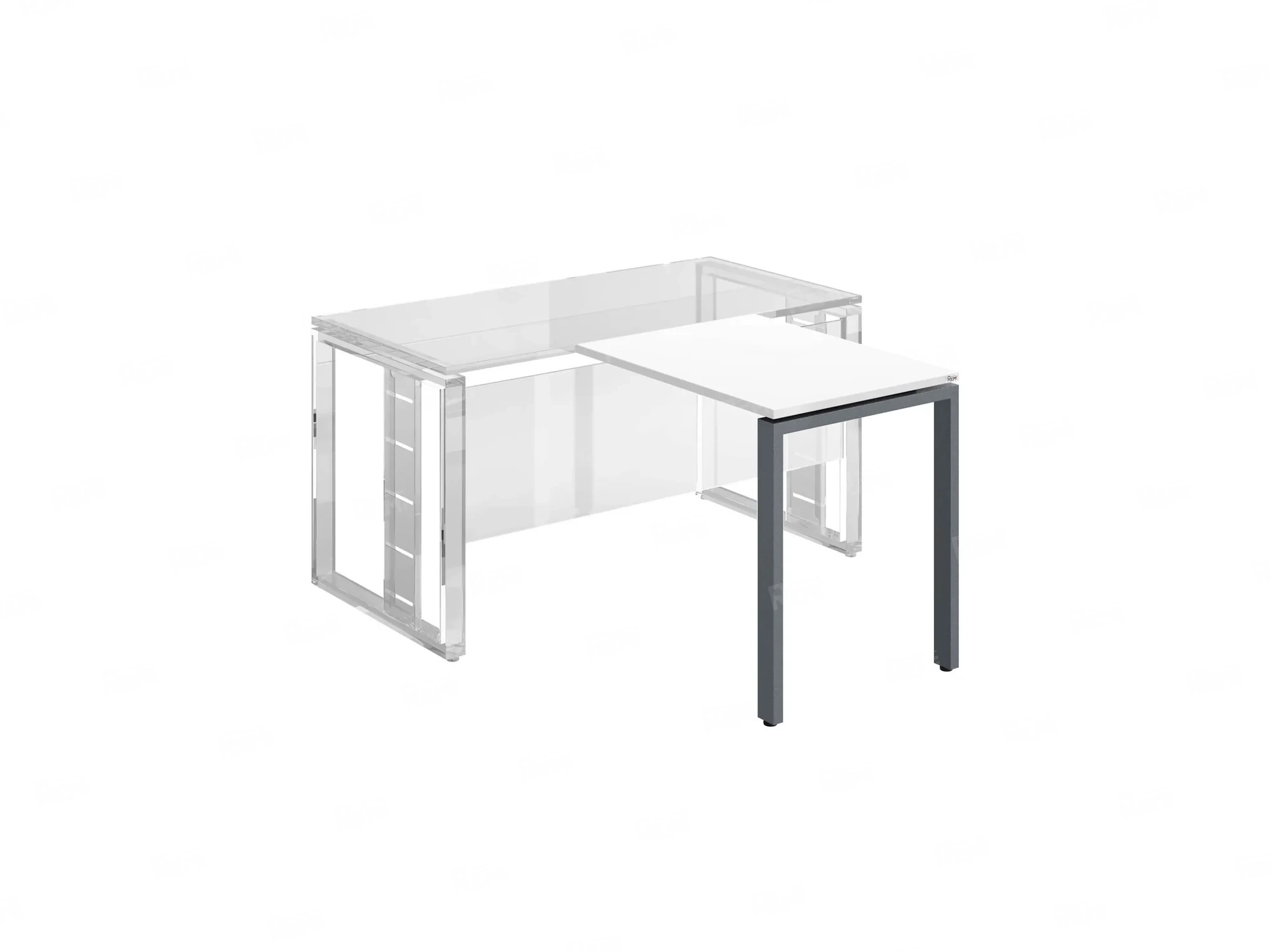Брифинг прямой, с парящей столешнецей, на П-образном каркасе 1600x800x750 RM070-16x8 Белый/Серый