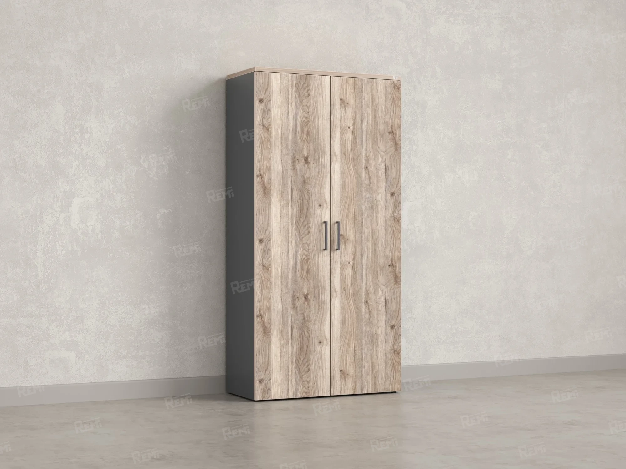 Шкаф распашной, регулируемые опоры, 5 уровней 900x420x1800 RM153-90x41 Дуб Маувелла/Серый