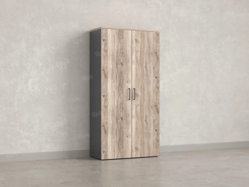 Шкаф распашной, регулируемые опоры, 5 уровней 900x420x1800 RM153-90x41 Дуб Маувелла/Серый