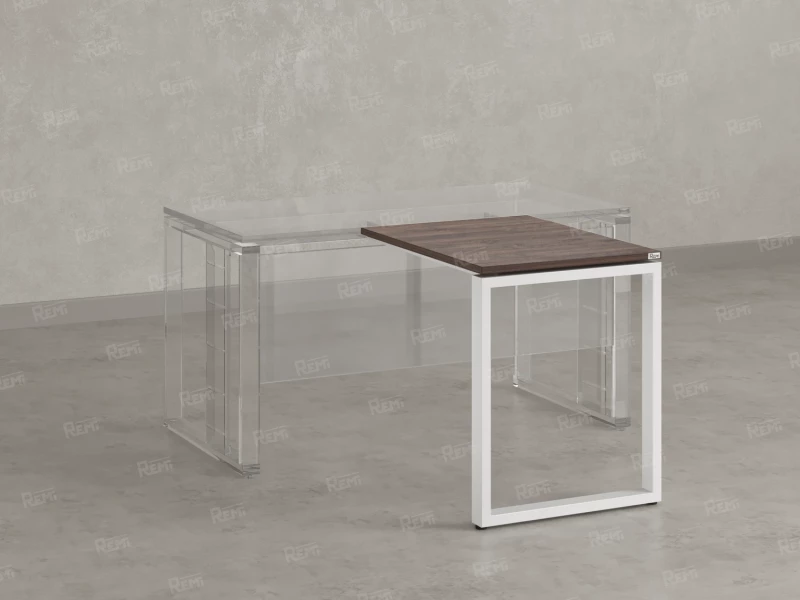 Брифинг прямой, с парящей столешнецей, на О-образном каркасе 1800x600x750 RM072-18x6 Дуб Апрельский шоколад/Белый