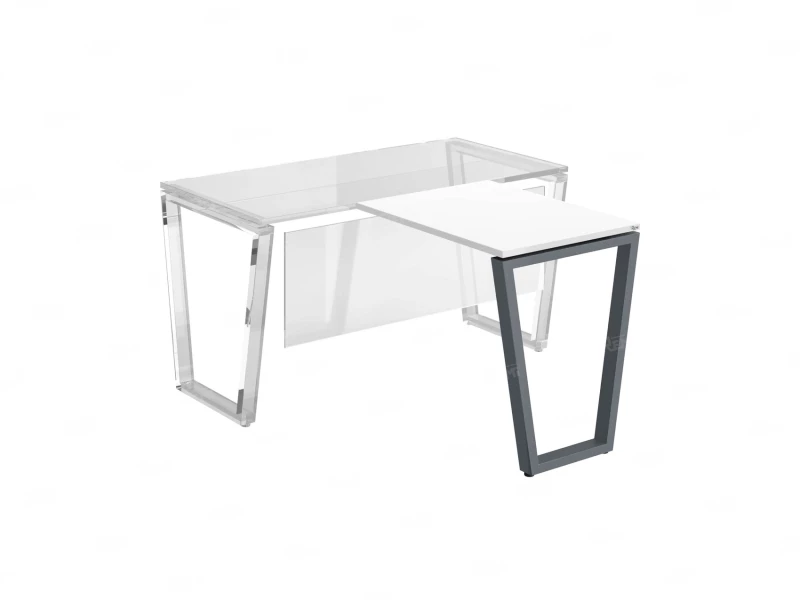 Брифинг прямой, с парящей столешнецей, на U-образном каркасе 1200x600x750 RM074-12x6 Белый/Серый