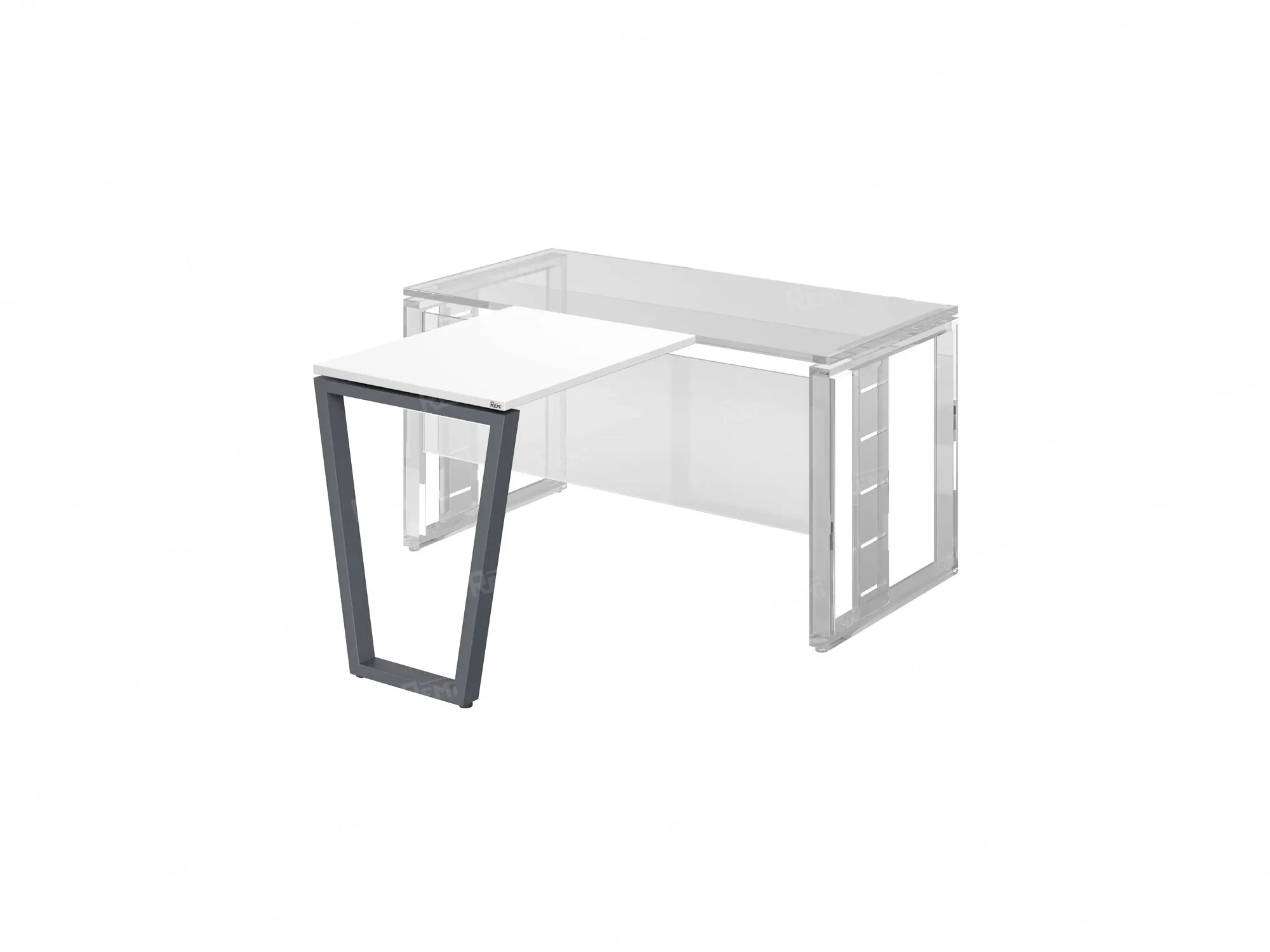 Брифинг прямой, с парящей столешнецей, на U-образном каркасе 1000x800x750 RM074-10x8 Белый/Серый