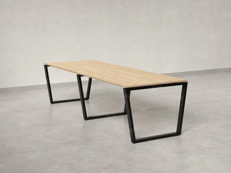 Cтол для переговоров, на V-обазном каркасе 2100x1000x750 RM082-210x100 Вяз Швейцарский светлый/Черный