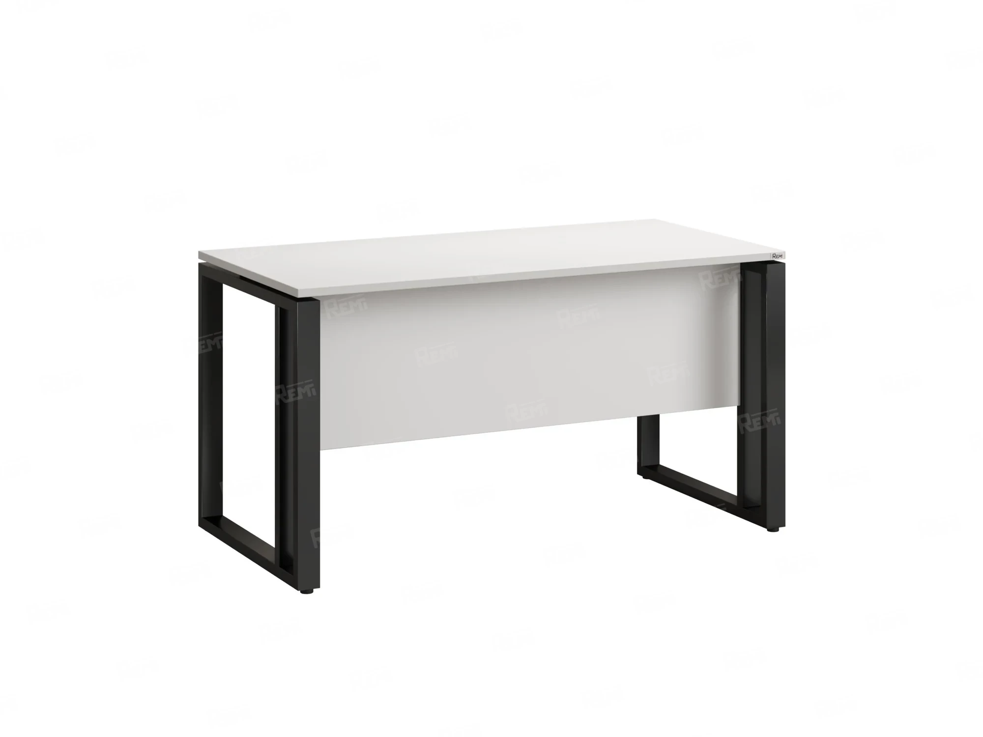 Стол прямой на О-образных опорах с экраном ЛДСП 1600x900x750 RM041-16x9 Белый/Черный
