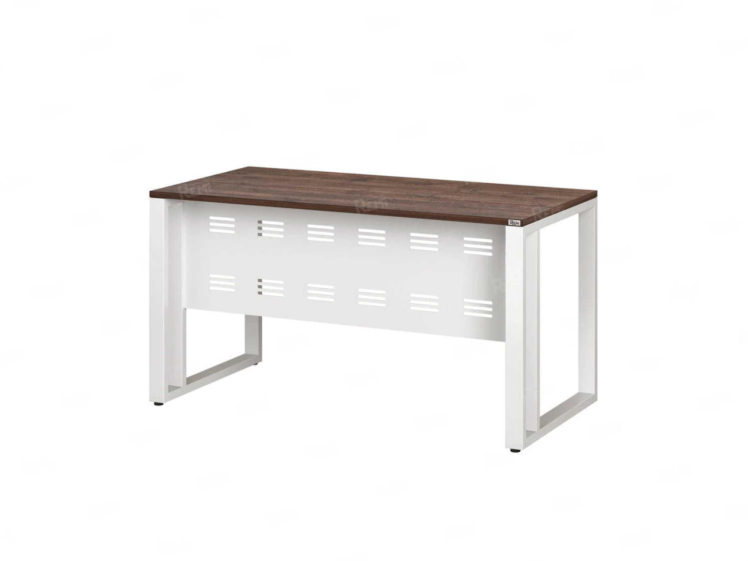 Стол прямой на О-образных опорах с металлическим экраном 1400x800x750 RM042-14x8 Дуб Апрельский шоколад/Белый
