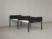 Бенч-система, 4 рабочих места, на П-образных опорах, 8 тканевых экранов 3600x1600x750 RM166-1-18x16 Белый/Черный