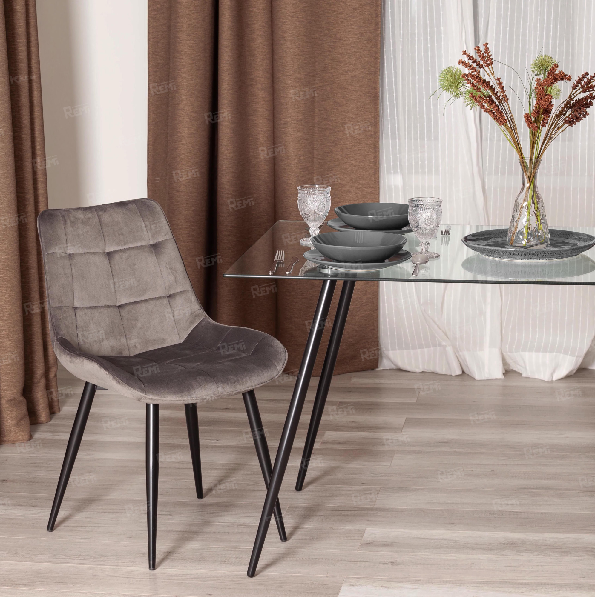 Стул ABRUZZO ( mod. 8060 ) Светло-серый/Светло-серый, Велюр (арт. 19602)