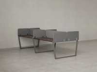 Бенч-система, 4 рабочих места, на U-образных опорах, 8 тканевых экранов 2000x1600x750 RM173-1-10x16 Дуб Апрельский шоколад/Серый