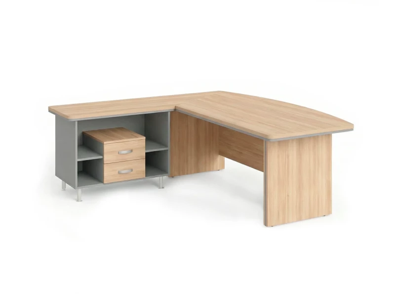 BRL RB070-180x200L Стол рук-ля угловой L с тумбой 2 ящика 1800х2000х760 Акация/Серый вулканический