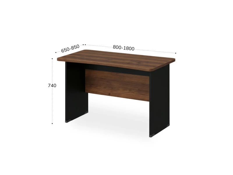 BRL RB002-100х85 Стол прямой с вогнутой столешницей 850 мм 1000х850х740 Орех Вармия/Черный