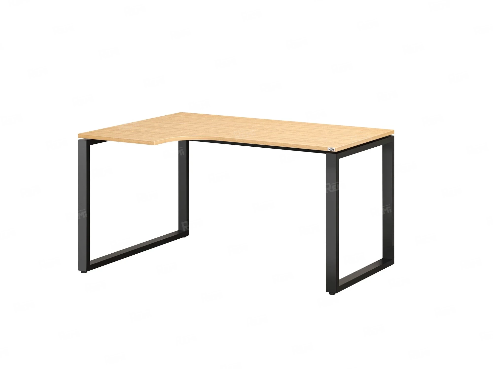 Стол угловой, О-опора, левый 1400x600/900x750, RM055-14x6-9 Вяз Швейцарский светлый/Черный