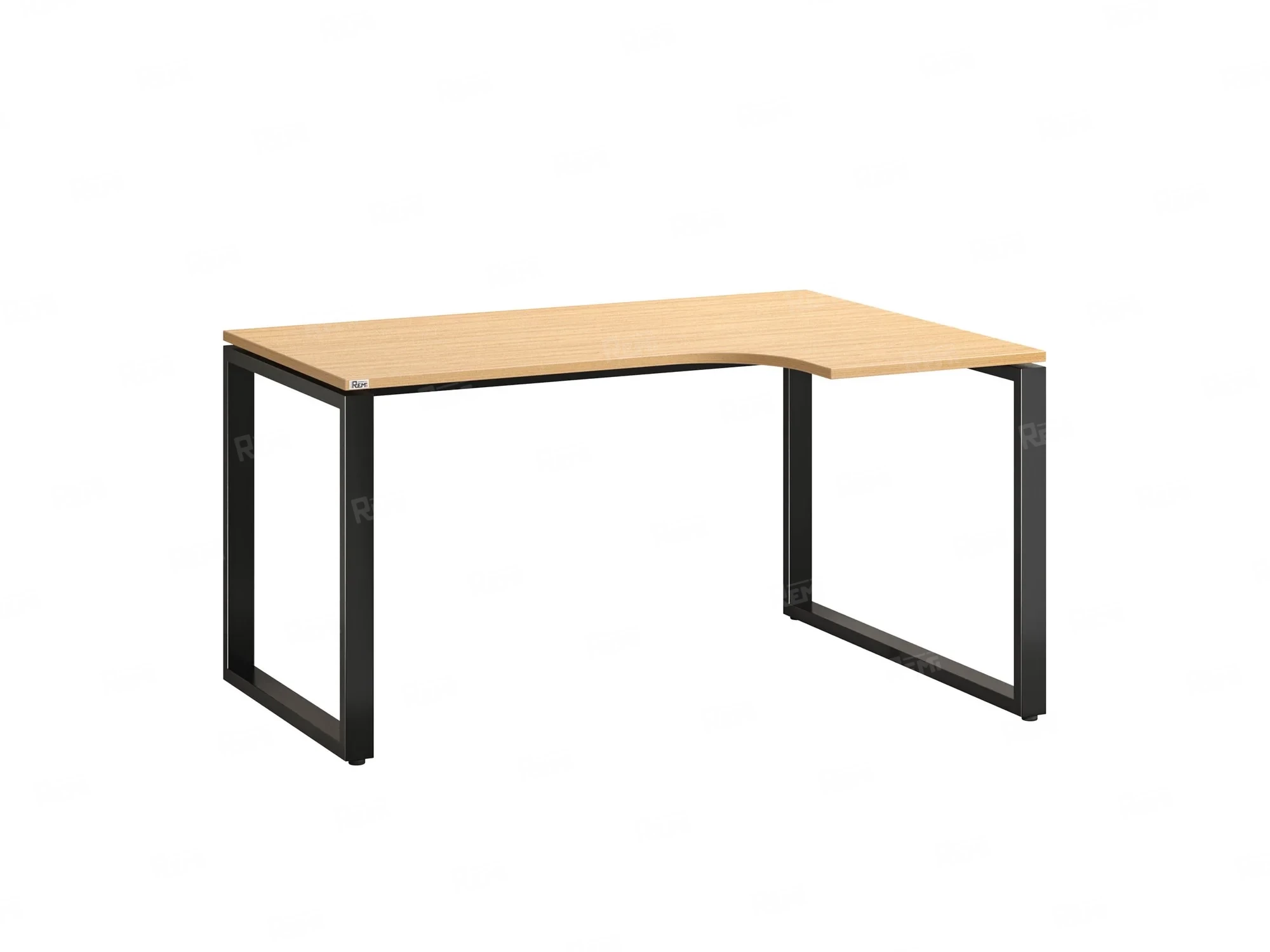 Стол угловой, О-опора, правый 1800x600/900x750, RM054-18x6-9 Вяз Швейцарский светлый/Черный