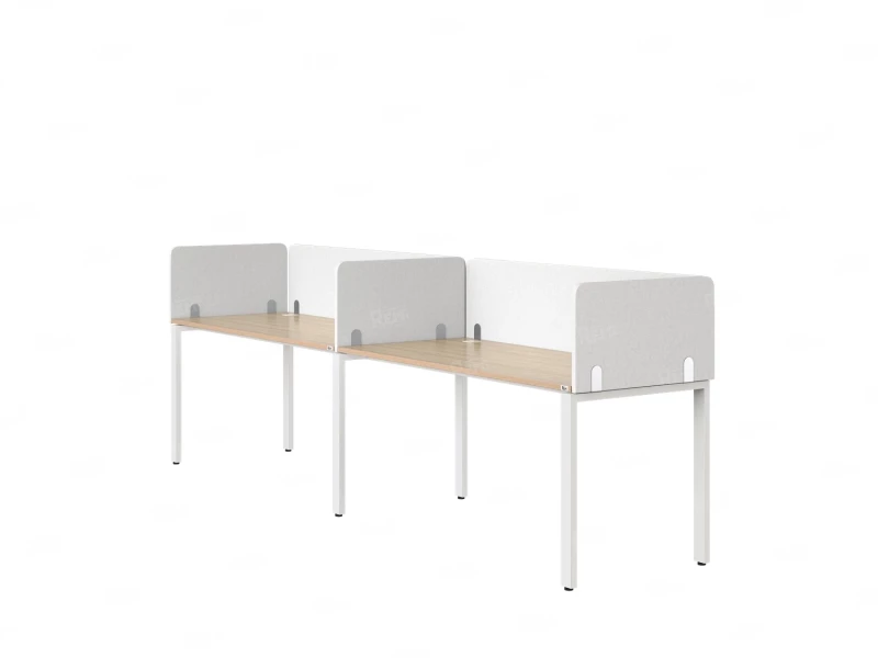 Бенч-система в 1 ряд, 2 рабочих места 5 тканевых экранов 3200x600x750 RM167-1-32x6 Вяз Швейцарский светлый/Белый