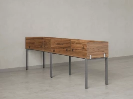 Бенч-система в 1 ряд, 2 рабочих места 5 ЛДСП экранов 2000x600x750 RM167-2-20x6 Дуб Юстус/Серый