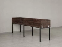 Бенч-система в 1 ряд, 2 рабочих места 5 ЛДСП экранов 2700x700x750 RM167-2-27x7 Дуб Апрельский шоколад/Черный