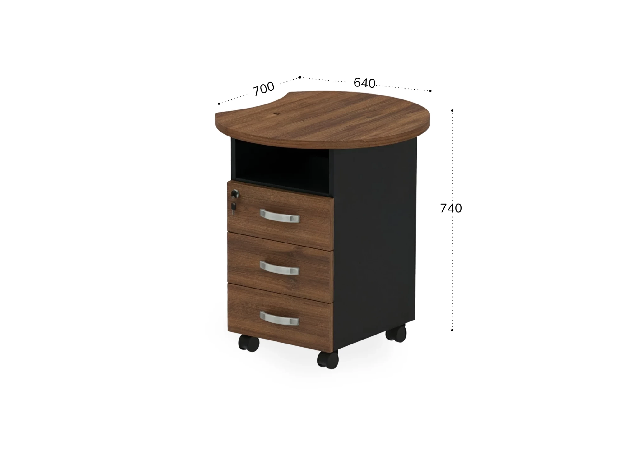 BRL RB087-64х70R Тумба приставная правая 640х700х740 Орех Вармия/Черный