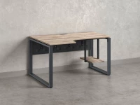 Стол угловой, экран металл, О-опора, левый 1600x700/900x750, RM056-16x7-9 Дуб Маувелла/Серый