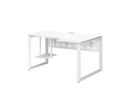 Стол угловой, экран металл, О-опора, правый 1600x900/1200x750, RM057-16x9-12 Белый/Белый
