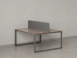 Бенч-система, 2 рабочих места, с одним тканевым экраном 1400x1600x750 RM169-1-14x16 Дуб Маувелла/Серый
