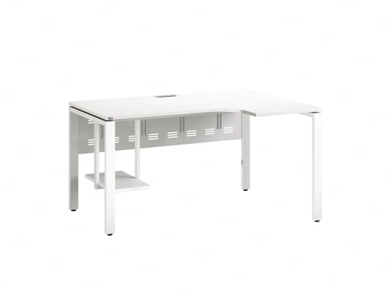 Стол угловой, экран металл, П-опора, правый 1400x900/1200x750, RM058-14x9-12 Белый/Белый