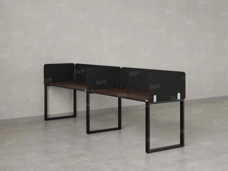 Бенч-система в 1 ряд, 2 рабочих места 5 тканевых экранов 2000x800x750 RM168-1-20x8 Дуб Апрельский шоколад/Черный