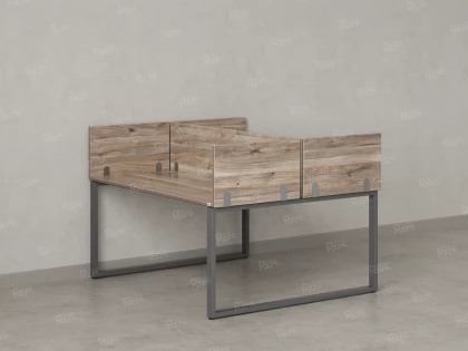Бенч-система, 2 рабочих места, 5 ЛДСП экранов 1200x1200x750 RM169-4-12x12 Дуб Маувелла/Серый