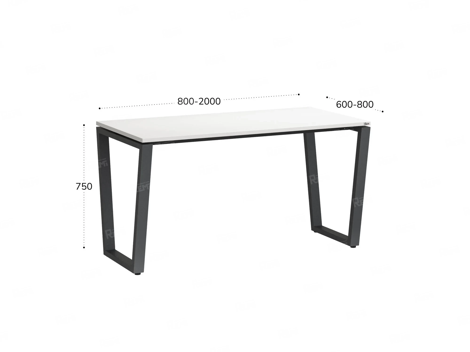 Стол прямой на U-образных опорах 1600x700x750 RM003-16x7 Белый/Серый