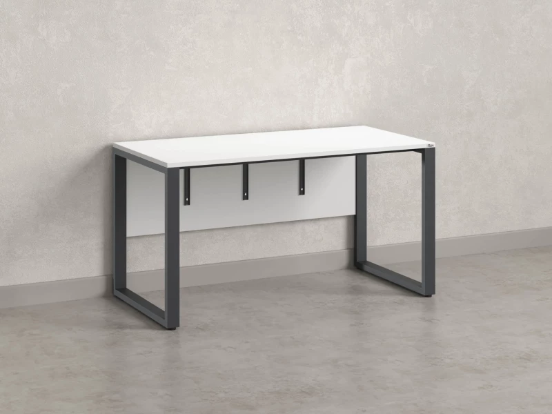 Стол прямой на О-образных опорах, экран ЛДСП 1400x800x750 RM006-14x8 Белый/Серый