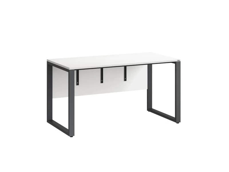 Стол прямой на О-образных опорах, экран ЛДСП 1400x800x750 RM006-14x8 Белый/Серый