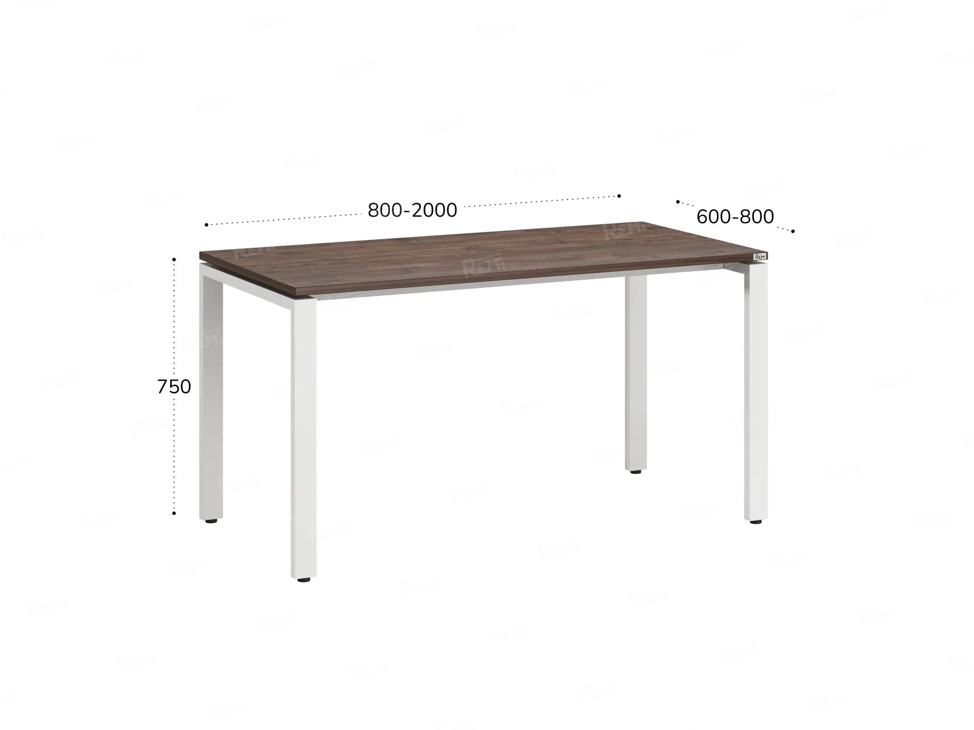Стол прямой на П-образных опорах 800x800x750 RM001-8x8 Дуб Апрельский шоколад/Белый