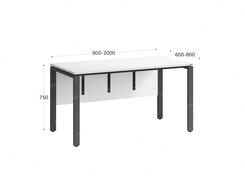 Стол прямой, П-опоры, экран ЛДСП,парящая стол-ца 1200x600x750 RM007-12x6 Белый/Серый