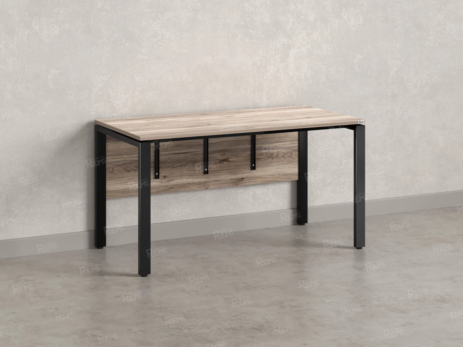 Стол прямой, П-опоры, экран ЛДСП,парящая стол-ца 1600x600x750 RM007-16x6 Дуб Маувелла/Черный