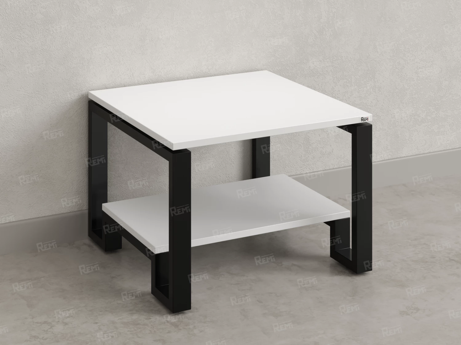 Журнальный стол с полкой 600x800x550 RM181-6x8 Белый/Черный