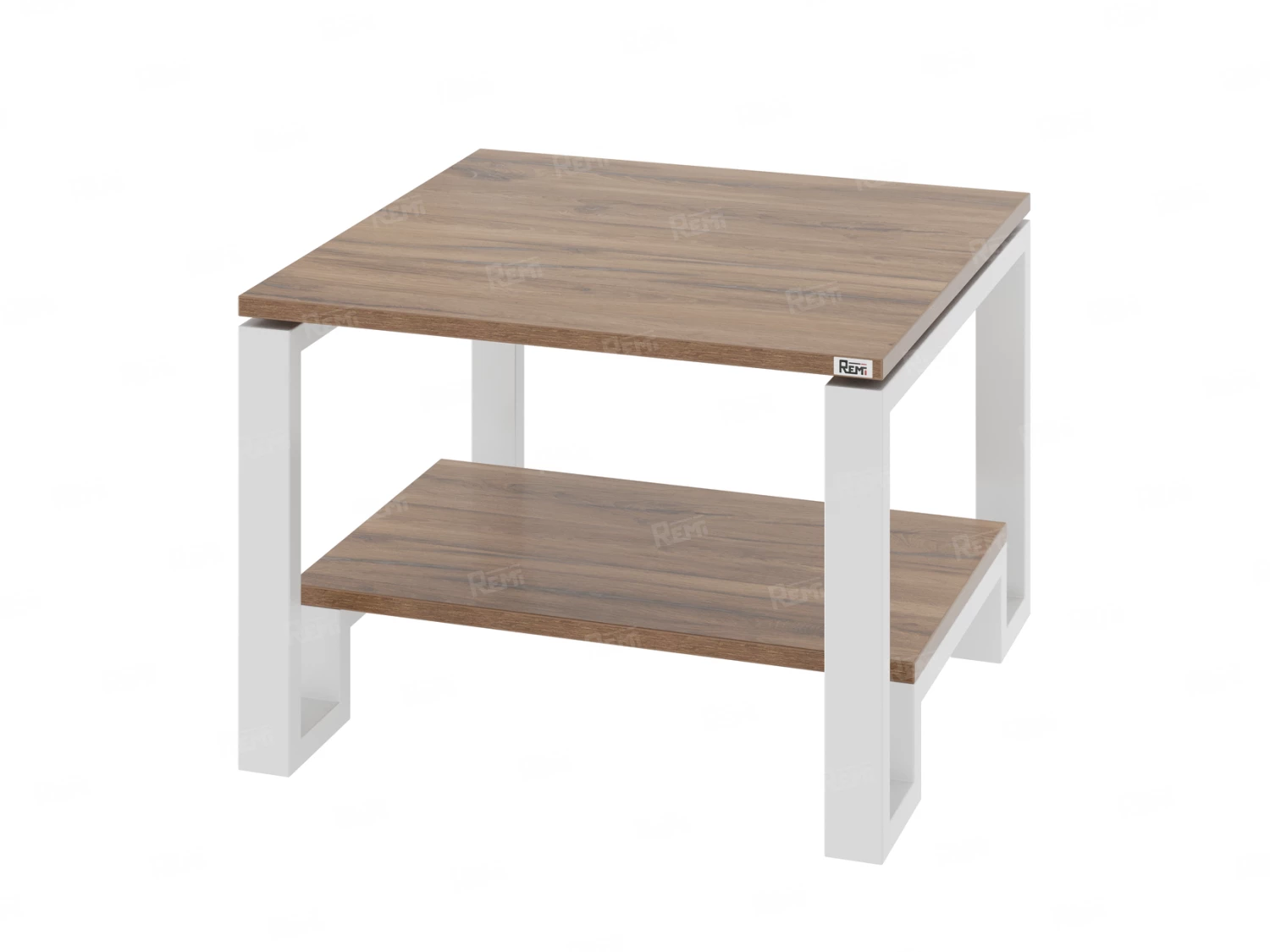 Журнальный стол с полкой 700x700x550 RM181-7x7 Дуб Юстус/Белый