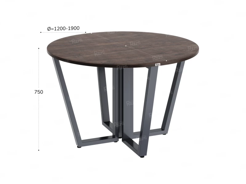 Круглый стол на U-образных опорах 1500x1500x750 RM188-15x15 Дуб Апрельский шоколад/Серый