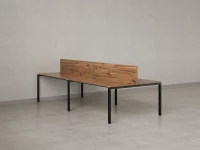 Бенч-система, 4 рабочих места, на П-образных опорах, 2 ЛДСП экранов 3200x1400x750 RM166-4-16x14 Дуб Юстус/Черный