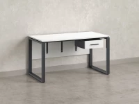 Стол прямой, подвесная тумба, ЛДСП экран, О-опора 2000x600x750 RM032-20x6 Белый/Серый