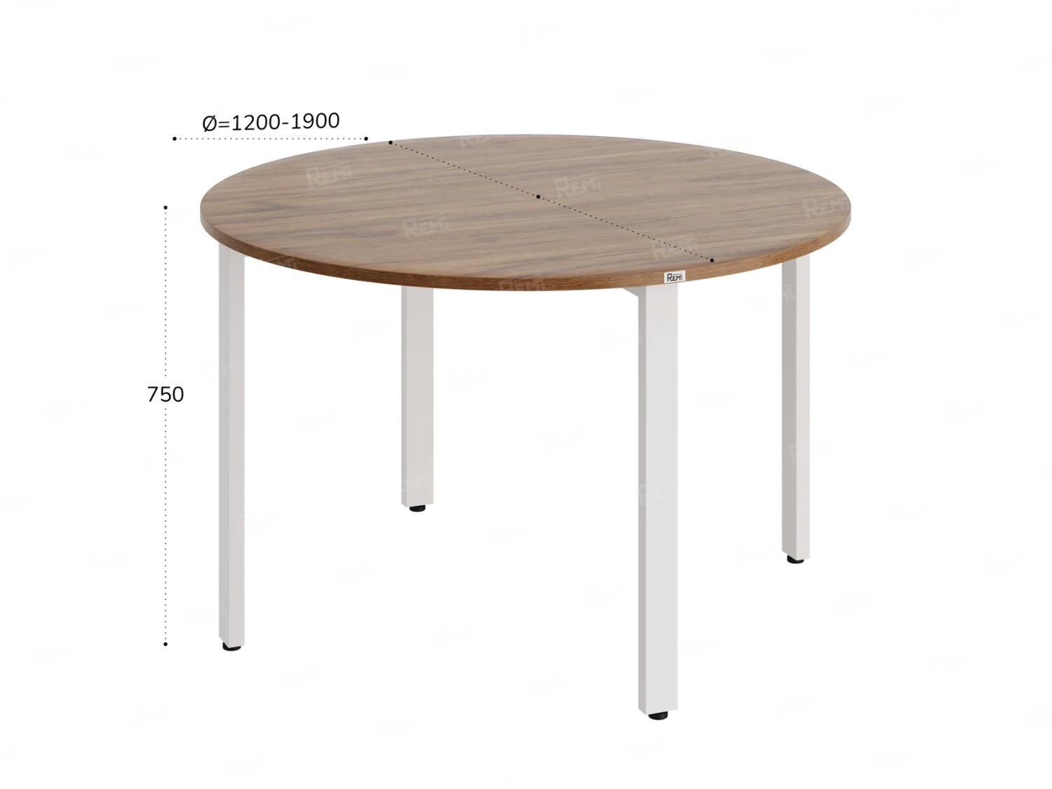 Круглый стол на П-образных опорах 1200x1200x750 RM186-12x12 Дуб Юстус/Белый