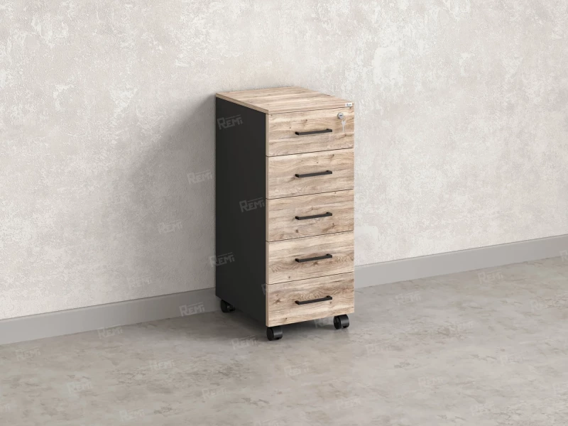 Тумба мобильная, 5 ящиков 400x500x960 RM122-40x50 Дуб Маувелла/Черный