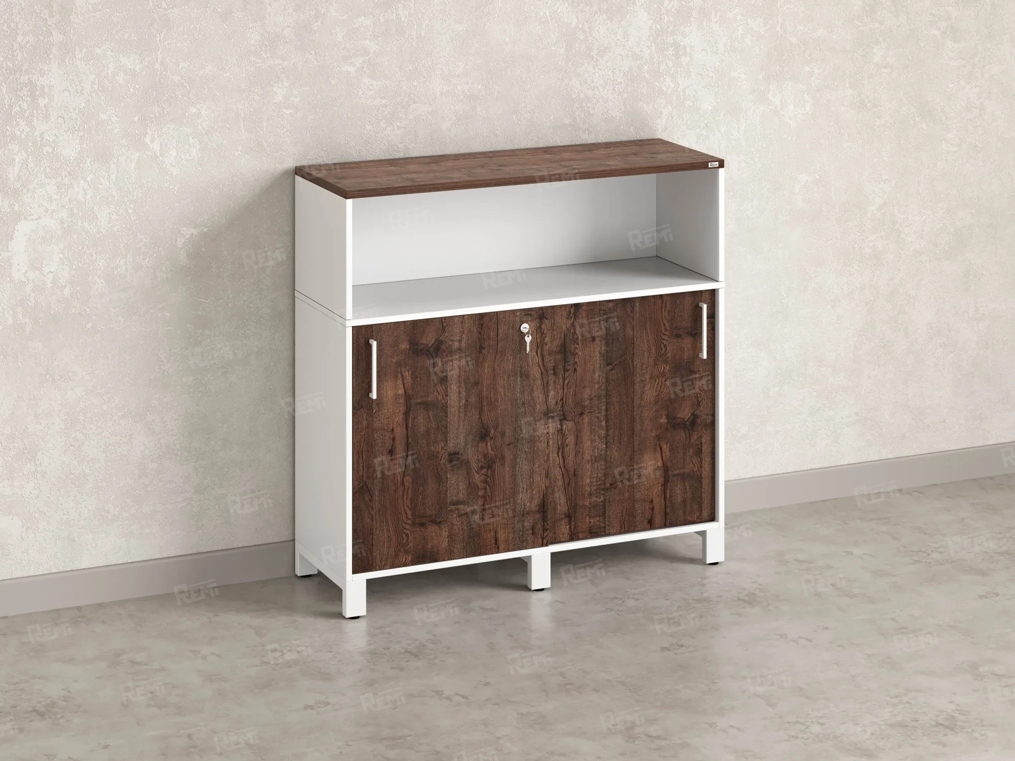 Шкаф-купе низкий, 2 полки с надстройкой 1200x420x1200 RM126-120x42 Дуб Апрельский шоколад/Белый