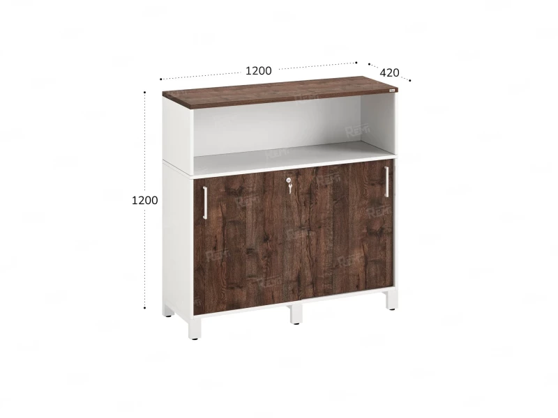 Шкаф-купе низкий, 2 полки с надстройкой 1200x420x1200 RM126-120x42 Дуб Апрельский шоколад/Белый
